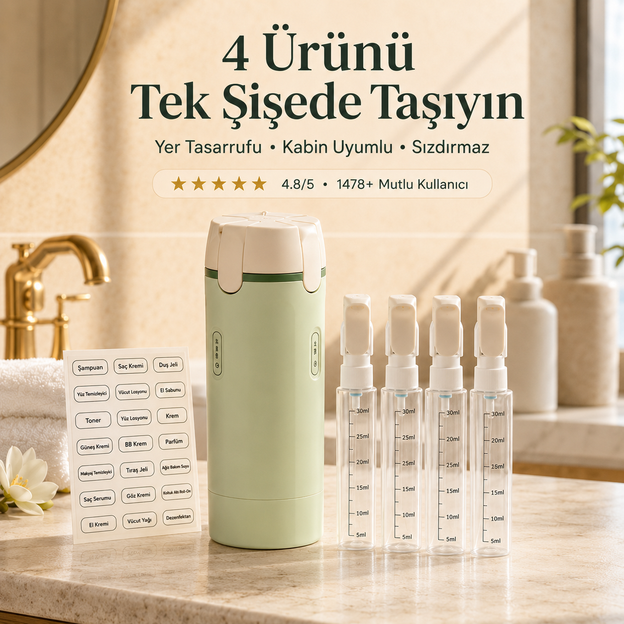 Unikit |🎒 Tüm Bakım Ürünlerinizi Tek Şişede Taşıyın
